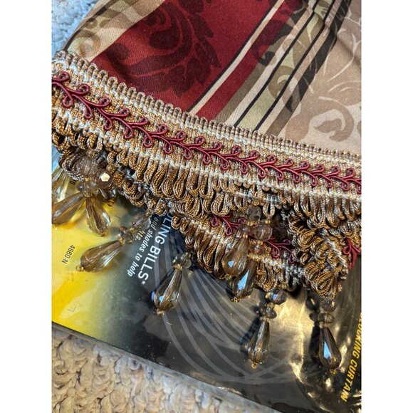 Power Save Light Blocking Curtains 2 Panels 1 Valance Kingsbury New Burgundy Gol - Picture 5 of 8